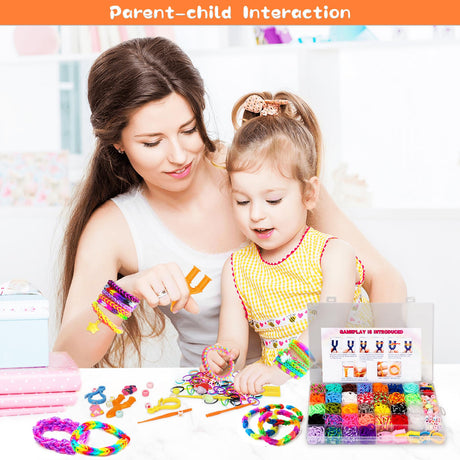 UUEMB 3000+ Rubber Band Bracelet Kit, Colorful Loom Bracelet Making Kit with Storage Box, DIY Art Craft Set with Charms Beads for Beginners Birthday Christmas Parties Gift UUEMB