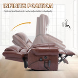 Power Lift Recliner Chair for Elderly, Dual Motor Massage Recliner with Lumbar Heat, Heavy Duty Motion Mechanism Lift Chair with Charge Ports, Genuine Leather - Red Luxlen