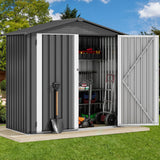 DWVO 6' x 4' Outdoor Storage Shed, Large Metal Tool Sheds, Heavy Duty Storage House with Lockable Doors & Air Vent for Backyard Patio Lawn to Store Bikes, Tools, Lawnmowers,Dark Gray DWVO