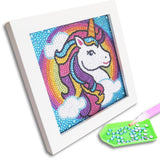 Neliblu Diamond Art for Kids - Enchanting Unicorn Theme - Includes Canvas, Frame, Diamonds, Glue, Tray, and Pen - DIY Arts and Craft Materials - Ideal Gift for Young Artists - 6"x6" Neliblu