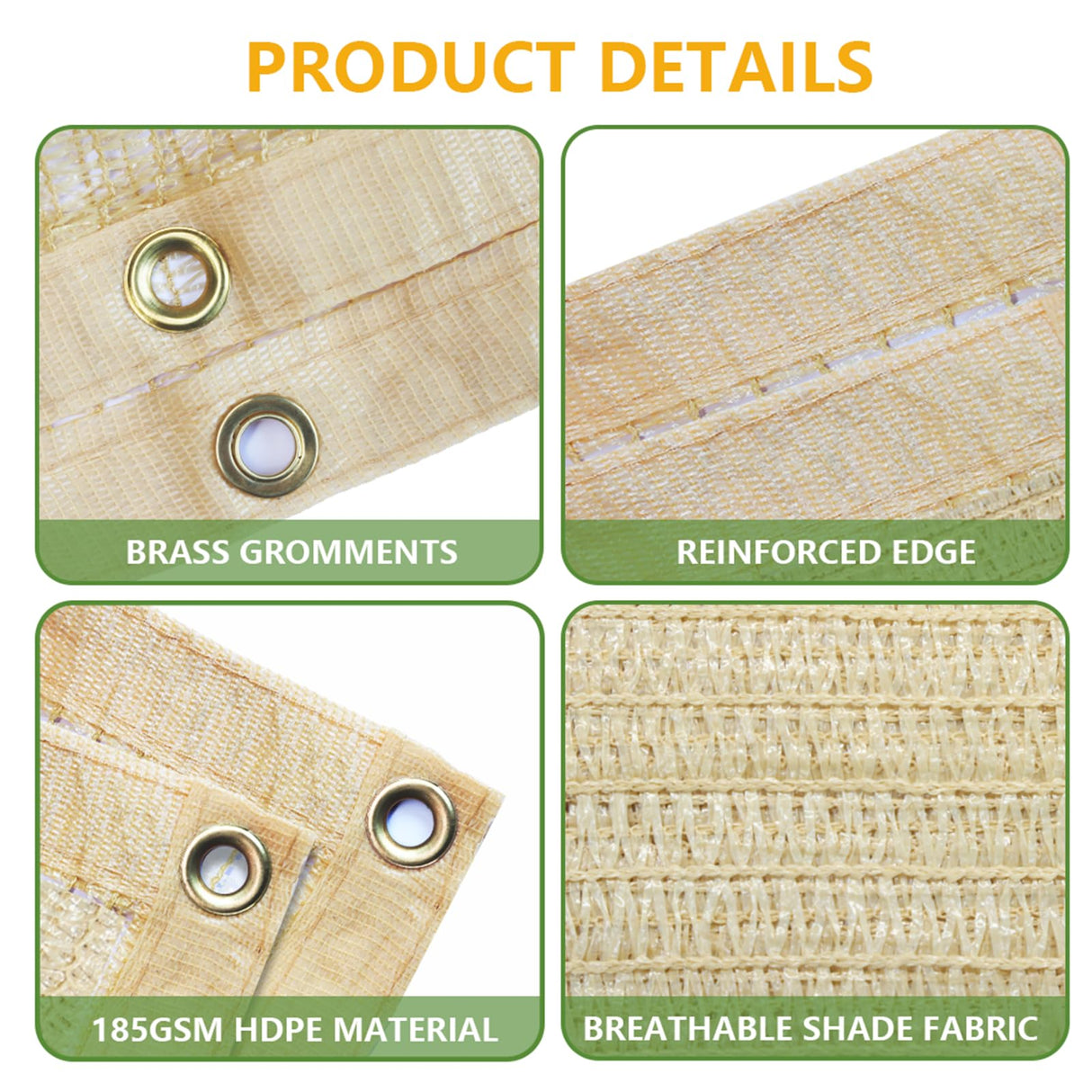 90% 6x15ft Sun Shade Cloth for Outdoor Deck Backyard Patio Garden Pergola Cover Canopy Beige POYEE