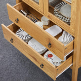 MECHYIN Arched Cabinet, 71" Tall Modern Storage Cabinet, Arched Kitchen Pantry Cabinet, Arched Bookshelf with Doors and Drawer, Wooden Storage Cabinet for Living Room, Kitchen, Dining Room (Natrual) MECHYIN