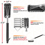 NEXCOVER Grill Brush for Outdoor Grill 18” BBQ Grill Cleaning Brush Stainless Steel Grill Cleaner Barbecue Grilling Accessories for Gas Charbroil Porcelain Grates NEXCOVER