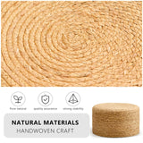 Wimarsbon Round Pouf Ottoman, Natural Hand Knitted Footrest Poof, Rustic Lounge Pouffe, Boho Pous Foot Stool, Accent Table or Seat (Natural Water Hyacinth, 17.7 * 17.7 * 9.84) Wimarsbon