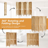 Aletheiawu 6 Panel Room Divider with Shelves, Wooden Pegboard Room Dividers, 5.6Ft Room Partitions and Dividers, Room Divider Panel with 24 Hooks for Bedroom, Study, Shop, Natural Color Aletheiawu