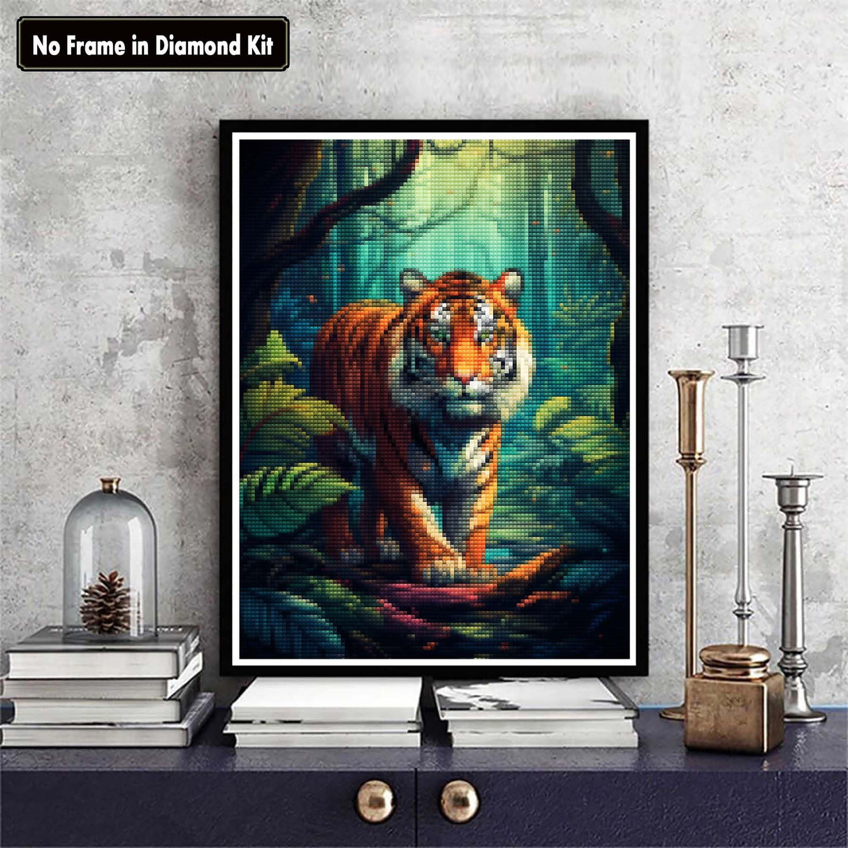 Zariocy 5D Diamond Art Kits for Adults Tiger, DIY Diamond Painting Art Animal Plants Round Full Drill Crystal Diamond Embroidery Paintings Arts Craft for Home Office Wall Decor 12x16 inch Zariocy