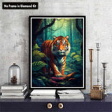 Zariocy 5D Diamond Art Kits for Adults Tiger, DIY Diamond Painting Art Animal Plants Round Full Drill Crystal Diamond Embroidery Paintings Arts Craft for Home Office Wall Decor 12x16 inch Zariocy