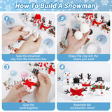 12 Pack Christmas Craft, DIY Snowman Kit for Kids, Build a Snowman Kit Indoor Decorations, Creative Kids Air Dry Modeling Clay, Xmas Activities Snowman Making Kit Toys for Holiday Favor Supplies EOBOH