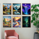 Lovepefe Mountain Diamond Art Painting Kits for Adults, 6 Pack Paint with Diamond Kit for Beginners DIY Full Drill Gem Art Home Wall Decor 12 X 16 Inch Lovepefe