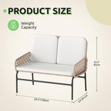 YITAHOME Patio Loveseat Wicker Outdoor Furniture, All Weather Loveseat Rattan Conversation with Soft Cushions & High Back, Patio Sectional Furniture for Backyard, Balcony and Deck, Beige YITAHOME