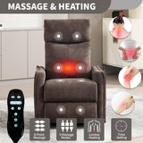 PELUMY Rocker Recliner Chair with Heat Massage - Manual Swivel Recliner for Living Room and Bedroom, 8 Vibration Points, Lumbar Heat, Glider Rocking Chair for Adults (Brown) PELUMY