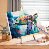 Sea Turtle Paint by Numbers for Adults with Framed Canvas-with Wooden Easel,Turtle Paint by Number on Canvas,DIY Acrylic Oil Painting Kits with Brushes Nice Gift Box for Home Wall Decor(12x16inch) xackcme