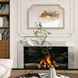 36''x24'' Farmhouse Wood Decorative Wall Mirrors with Beads, Boho Large Wide Arch Mirror for Living Room, Bedroom, Entryway, Fireplace HOITUZYUS