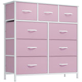 YITAHOME Dresser for Bedroom with 9 Drawers, Fabric Storage Dresser, Closet Dresser & Chest of Drawers for Living Room, Closets - Sturdy Steel Frame, Wooden Top & Easy Pull Fabric Bins(Rose Pink) YITAHOME