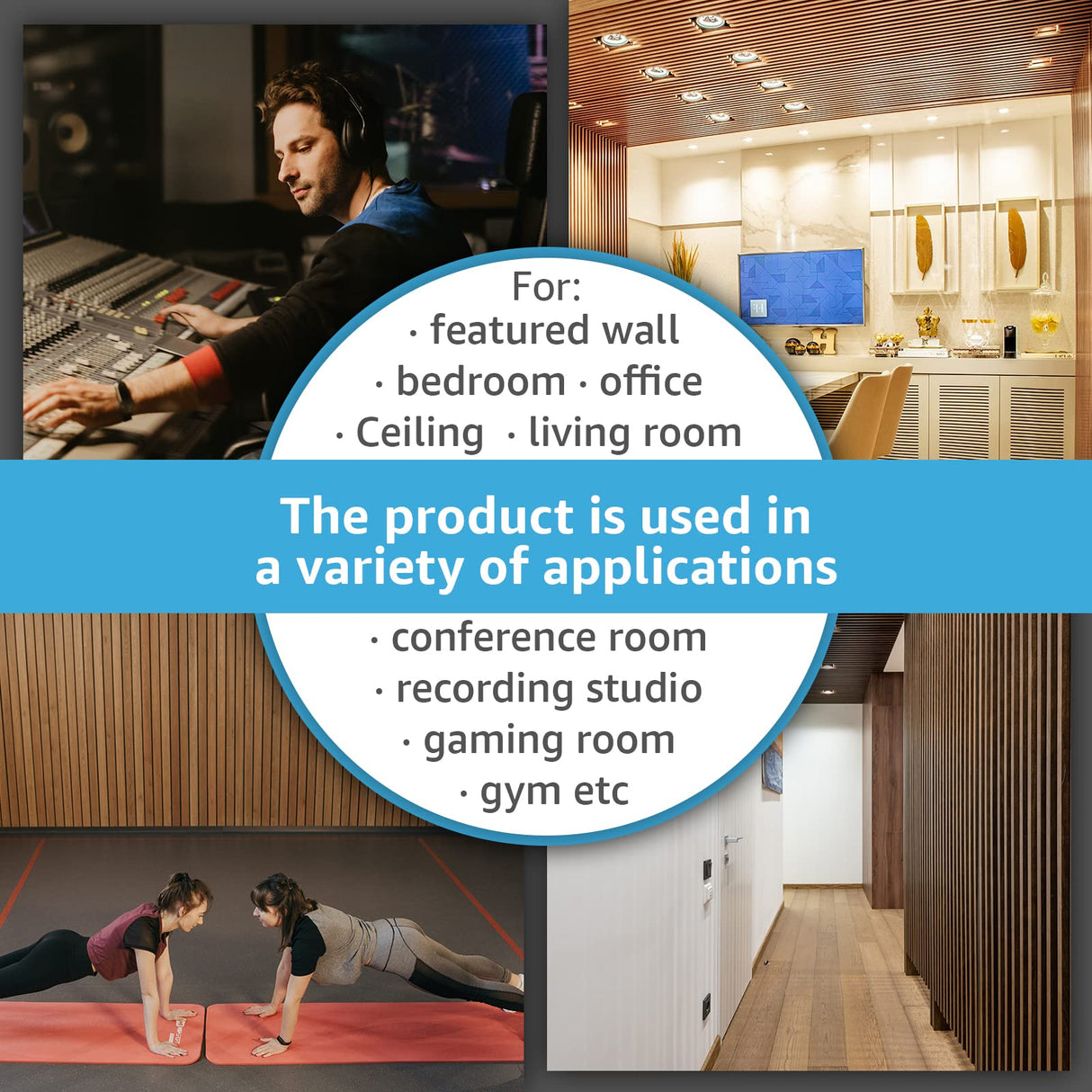 Art3d 2 Wood Slat Acoustic Panels for Wall and Ceiling - 3D Fluted Sound Absorbing Panel with Wood Finish - Oak Art3d