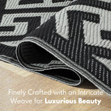 Waterproof Outdoor Rug 5x8 ft, Reversible Plastic Straw Rug, Easy to Clean Patio Rug, Portable Carpet for Patio, RV, Deck, Balcony, Backyard, Picnic, Beach, I-Shaped, Black PASAMIC