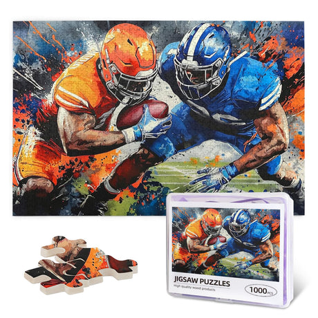 American Football Jigsaw Puzzle for Adults 1000 Pieces Colorful Sports Puzzles Football Player Wooden Puzzle for Living Room Family Friends Activities Fun Games Musealia