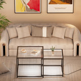 Nesting Coffee Table Set of 2, Glass Coffee Tables with LED Lights, Modern Center Table, Square Living Room Side End Tables, Coffee Table for Home, Office, Bedroom, Easy Assembly, 26.4 in, Black Adompacat