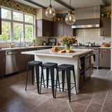 Furmax 30 Inches Metal Bar Stools Bar Height High Backless Stools Indoor Outdoor Stackable Kitchen Stools Set of 4 (Dark Black) Furmax