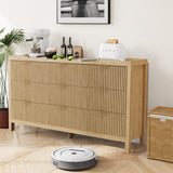 JZXSHD 9 Drawers, Modern Large Chest Mid Century Modern Dresser TV Stand, Storage Organizer Dresser with Solid Natural Wood Legs for Bedroom, Living Room, Hallway, Natural Oak JZXSHD