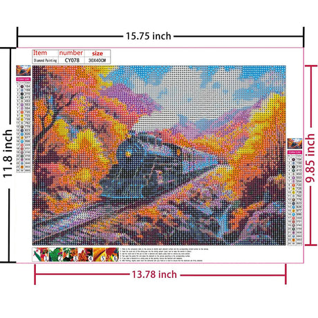 Amz Camel DIY 5D Diamond Art Kits (12 * 16 Inch),Mosaic Diamond Painting, Art for Train, Embroidery Full Drill for Landscape, Art Kits Rhinestone Craft for Home Wall Decor Amz Camel