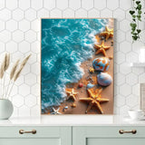 KINPLUB Beach Diamond Painting Kits for Adults, 5D Seashell Starfish Diamond Art Kits for Beginners, DIY Full Round Drill Paint by Diamonds, Home Wall Decor 12 x 16 Inch KINPLUB