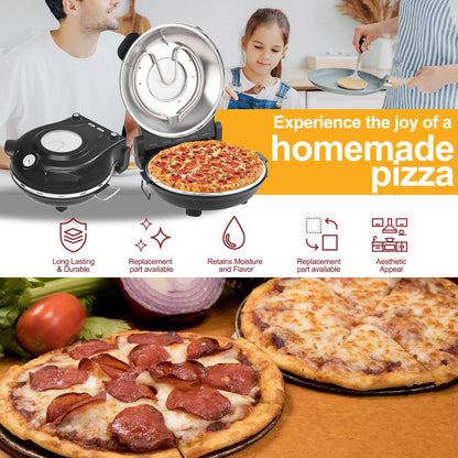 Upgrade Pizza Oven,12 Inch Electric Pizza Oven Indoor Portable,Stone Pizza Oven,1200W Portable Countertop Pizza Ovens with Viewing Window