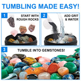 Rock Tumbler Grit and Ceramic Tumbling Media 2 Pounds, Polish Up to 13 lbs. of Rocks, Polish Refill Media Kit, Compatible with Any Tumbler (4 Step + Tumbling Media) eyaeyao