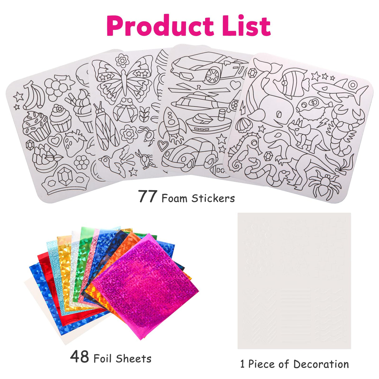 Foil Art Kit for Kids - Foils Fun Craft Kits & Supplies, No Mess Art for Kids, Foil Foam Stickers Art Craft Activity for Kid, DIY Creative Activity Birthday Christmas Gift Travel Toys for Girls Boys OTAOD