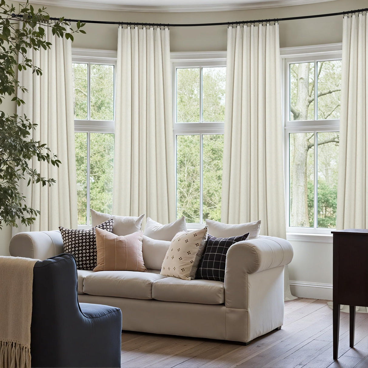 108 Inch Curtains 2 Panel Set Burg Modern Dark Out Curtains for Bedroom Insulating Noise Reducing Soundproof Extra Long Wide Drapes Floor Length to Ceiling Curtains for Living Room Window 9ft Cream Pitalk