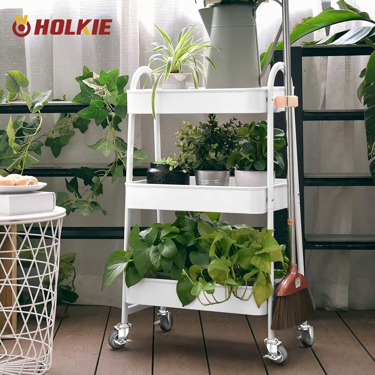 HOLKIE Caster Wheels 3 inch Locking Stem Casters, 3/8" -16 x 1-1/2" (Stem Diameter 3/8", Stem Length 1-1/2") Threaded Stem Casters Swivel Casters Set of 4 Heavy Duty Castors Gray HOLKIE