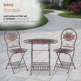 Alpine Corporation Indoor/Outdoor 3-Piece Oval Bistro Set Folding Table and Chairs Patio Seating, Bronze Alpine Corporation