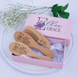 Personalized Wooden Baby Brush Set | Wooden Baby Brush and Comb Set| Personalized Baby Gift | Personalized Baby Gift Girls Girls | Floral Initial Forever Personalized