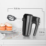 BLACK+DECKER 5 Speed Electric Hand Held Mixer, HELIX beaters, Whisk, and Dough Hook Attachments, Turbo Boost, Snap-On Storage Case BLACK+DECKER