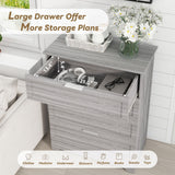 FTZxHKLX Farmhouse 4 Drawer Dresser for Bedroom, Tall Bedroom Dresser with Large Drawer & Silver Handles, Wooden Storage Organizer Cabinet Chest of Drawer for Closet, Living Room, Hallway, Wash Grey FTZxHKLX