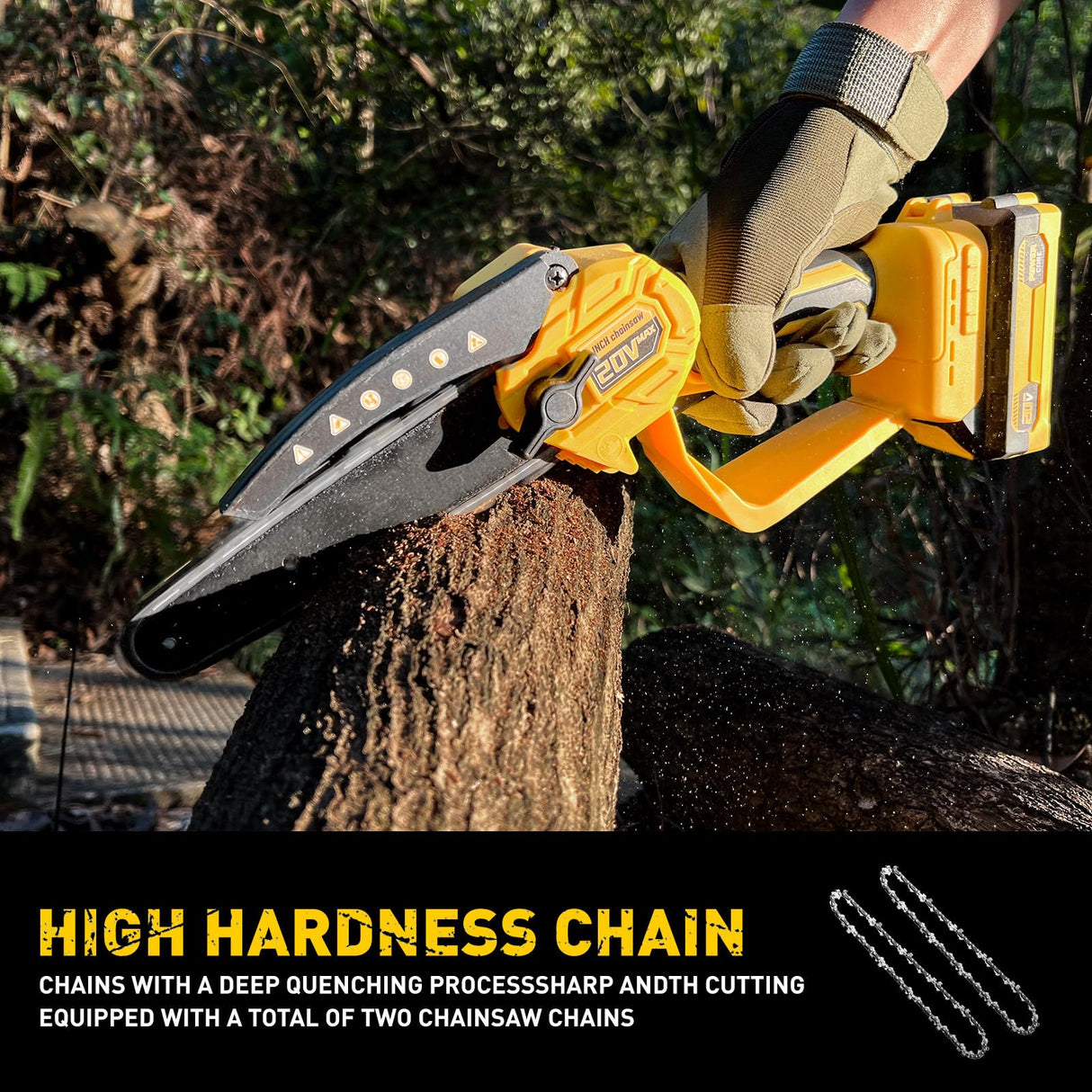 Mini Chainsaw Compatible With Dewalt 20V MAX Battery,Cordless Pruning Chainsaw with Security Lock & Replacement Chain, Battery Powered for Wood Cutting|Tree Trimming|Camping(Battery Included) FUHAUS