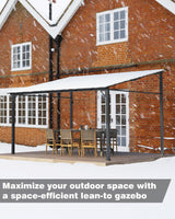 GarveeLife 12'x 20' Lean to Gazebo, Hardtop Wall Pergola with Polycarbonate Roof, Aluminum Frame Mounted Gazebo for Lawn Patio Deck Yard and Party Garveelife