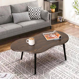 Modern Coffee Tables for Living Room Cloud Shape Center Table Industrial Irregular Wood Grain Table Top Coffee Table, Rustic Brown Unique Furniture for Living Room Home FEUFOAM