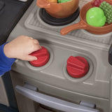 Step2 Modern Metro Kids Kitchen Playset, Indoor/Outdoor Kitchenette, Interactive Play with Lights and Sounds, Made of Durable Plastic, Includes 33 Piece Toy Accessories, For Toddlers 2+ Years Old Step2