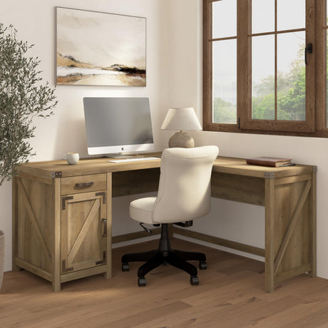 kathy ireland Home by Bush CGD160RCP-03 60-Inch L-Shaped Desk with Drawer, Reclaimed Pine Bush Business Furniture