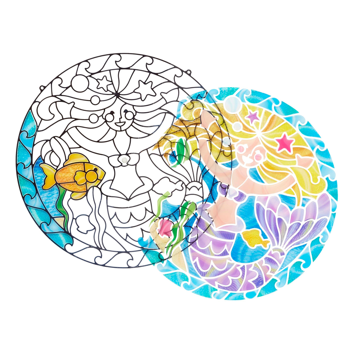 Melissa & Doug Stained Glass Made Easy Activity Kit: Mermaids - 140+ Stickers Kids Sticker Stained Glass Craft Kit; Mermaid Crafts for Kids Ages 5+ Melissa & Doug