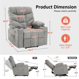 MCombo Power Lift Recliner Chair with Extended Footrest for Elderly People, Fabric 7287 (Light Grey, Medium) MCombo