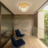 Faibra 17" Gold Crystal Ceiling Light - Modern 9-Light 2-Tier Luxury K9 Crystal Fixture for Dining Room, Kitchen, Island, Living Room, Bedroom Faibra