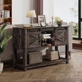 LUXOAK Farmhouse Entryway Table with Sliding Barn Doors, 46" Sofa Table for Living Room, Console Table with Storage, Dark Rustic Oak LUXOAK