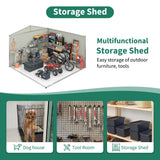 VIWAT 12x14 FT Outdoor Storage Shed, Metal Shed with Updated Frame Structure and Lockable Doors, Large Shed Upgrade Height Ideal for Garden, Backyard, Patio Utility and Tool Storage, White VIWAT