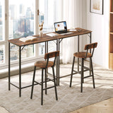 MAHANCRIS 63-Inch Rustic Brown Narrow Bar Table - Versatile Dining & Counter Height Console Table MAHANCRIS