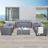Lviden 5 Piece Wicker Patio Furniture Sets Outdoor Conversation Set, PE Rattan Sectional Sofa Couch with Storage Table and Non-Slip Grey Cushions, Furniture Covers Included Lviden