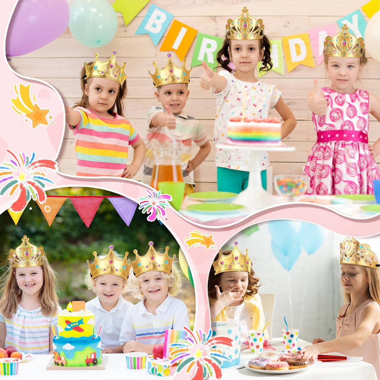 Yaomiao 66 Pieces Foam Princess Tiaras DIY Crowns Kids Party Favors Craft Crystal Diamond Sticker Girls Making Your Own Tiara (Gold) Yaomiao