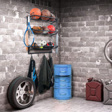 XCSOURCE Garage Sports Equipment Storage Rack with 3 Separate Shelf, Ball Rack, Sport Equipment Organizer with 4 Hooks for Badminton Racket, Basketball Rack for Basketball Football Rugby XCSOURCE