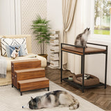 Dog Window Perch, Dog Bed and Dog Stairs, Dog Cot with 3-Tier Dog Steps, Wood Pet Stairs w/Raised Dog Bed, Bunk and Pet Steps with Storage Drawers,Cat Window Perch, Dog Perch to Look Out Window EazeHome